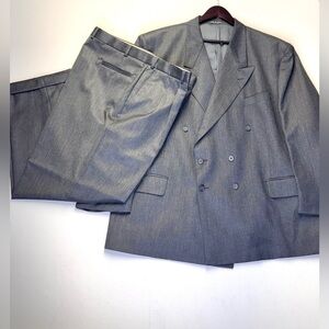 Andre Villard Charcoal gray sz 52R Double Breasted Suit pleated 41x29 pants